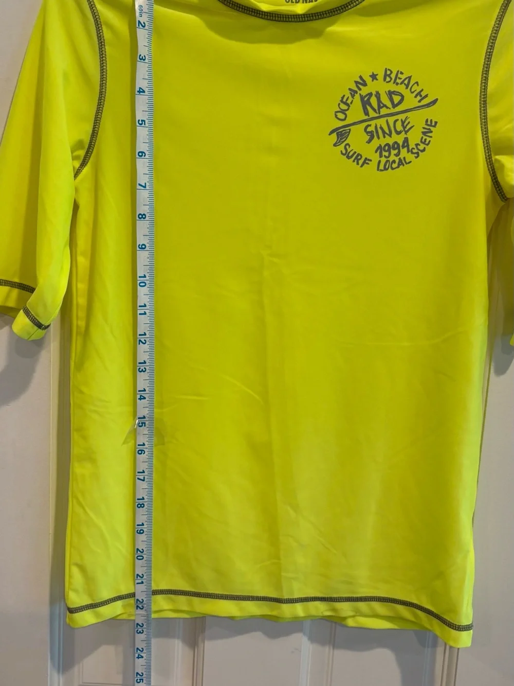 Neon Yellow Kids' Rash Guard Shirt. Size XL (14-16)